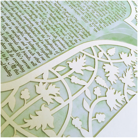 Lotus Hamsa III- Ketubah -- Papercut Detail